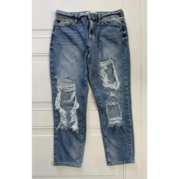 Kancan Womens Jeans Size 5/26 Estilo Skinny Distressed Cropped Raw Hem Denim - Picture 1 of 7